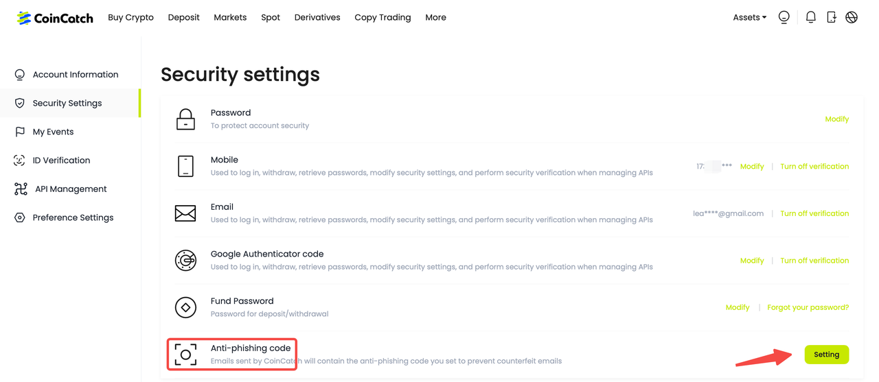 Set up an Anti-Phishing Code to Protect Your Account Security image 1
