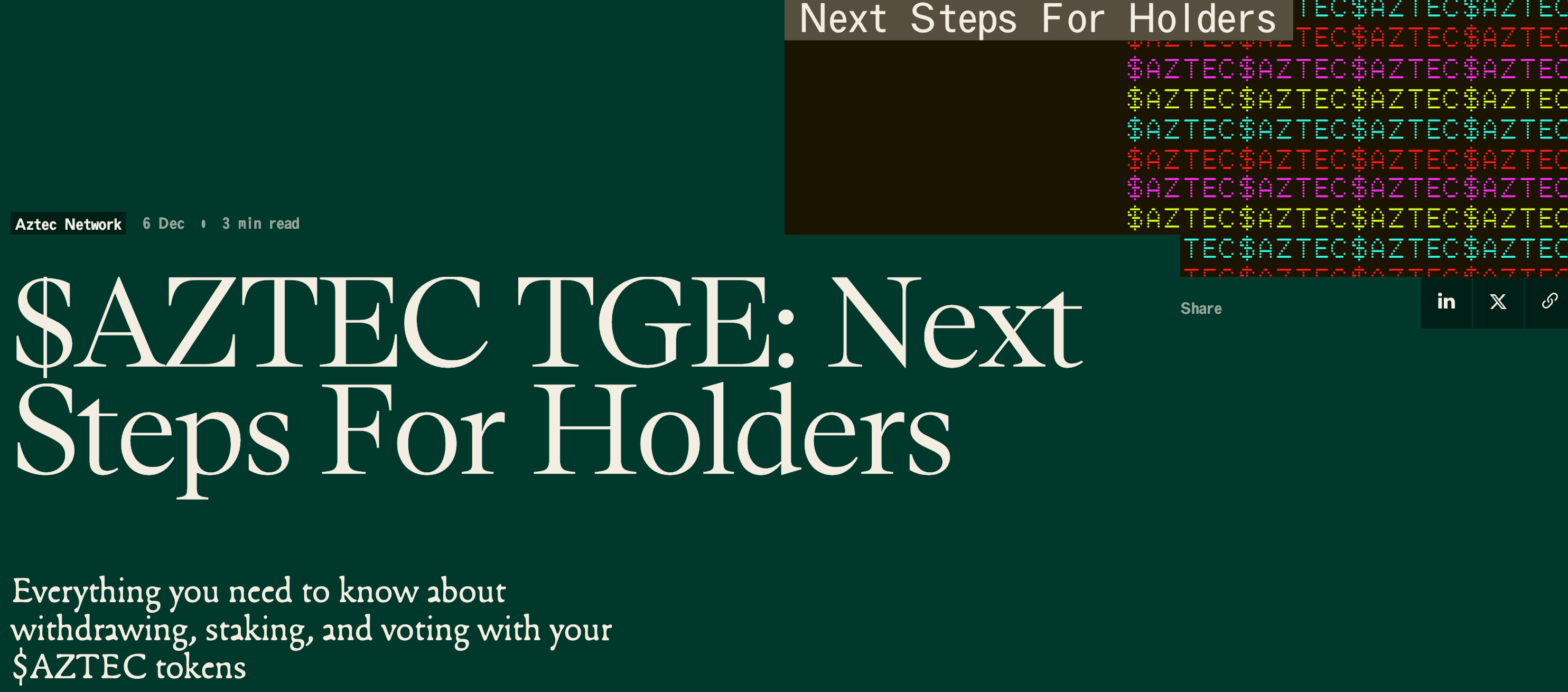 Aztec TGE on Ethereum: Unlocking Privacy and Scalability with zkSNARKs image 1